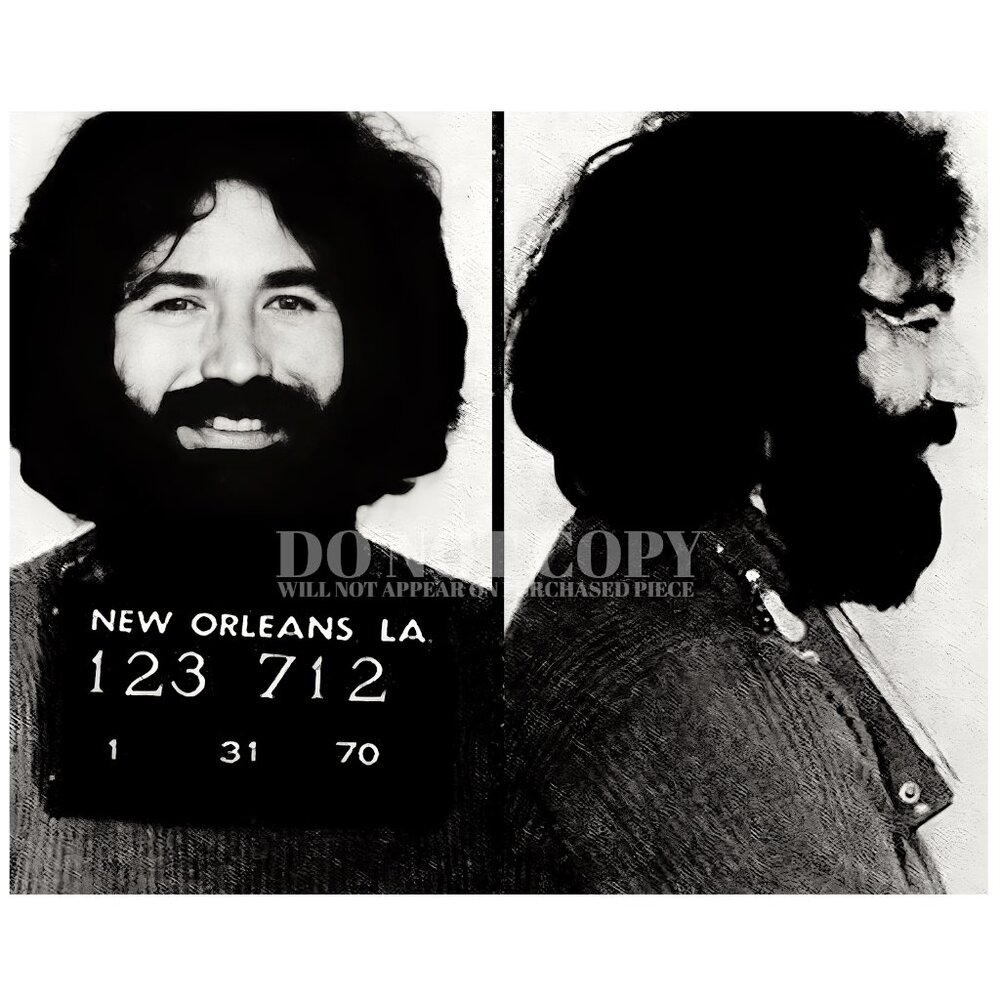 Jerry Garcia Mugshot 8 X 10 | 1970 New Orleans Picture | Grateful Dead | Poster